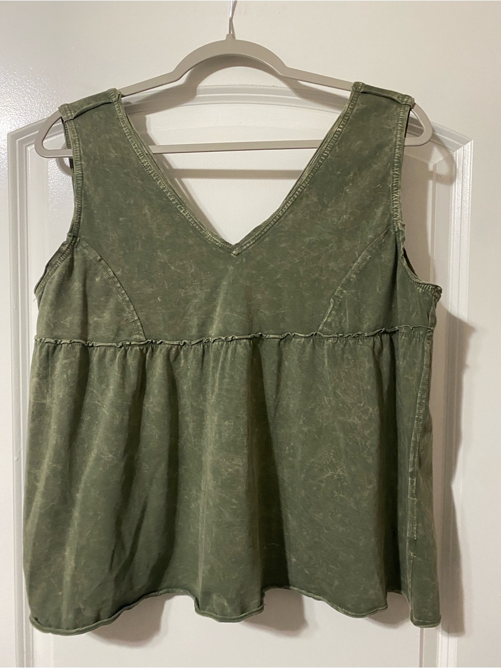 Versona Olive Green V-Neck Peplum Tank